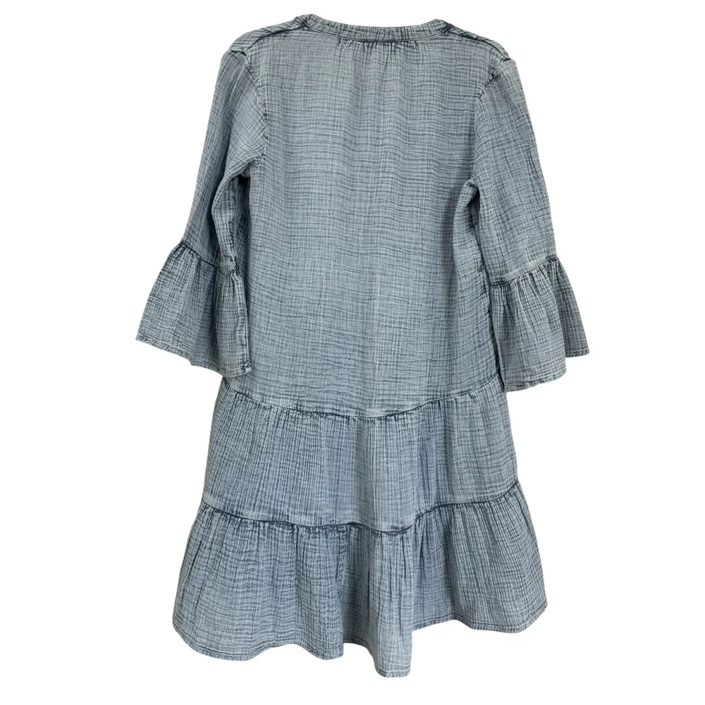 Faherty Dune Cotton Gauze Kasey Midi Dress, Light Blue Indigo, Size S, NWT - Picture 4 of 9